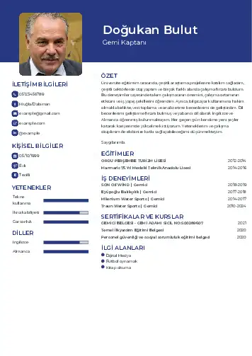 Gemi Kaptanı CV Örnekleri cv indir